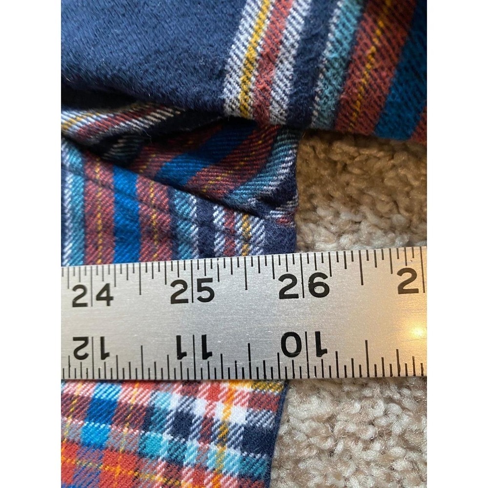 Lands End Men Shirt Large Plaid Navy BLue Long Sleeve Flannel 16-16 1/2 SKU12 - Picture 4 of 6